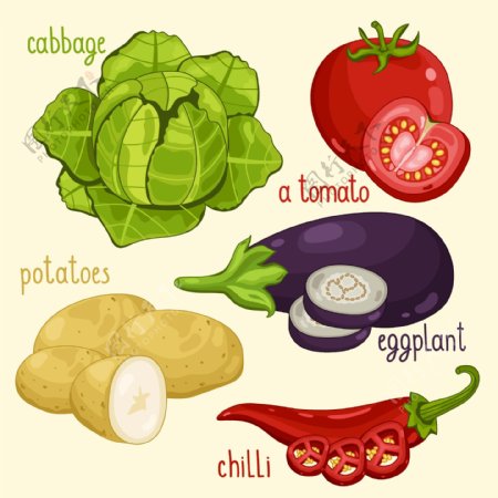卡通手绘蔬菜插画
