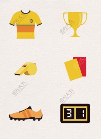 黄色系扁平化足球比赛图标矢量设计