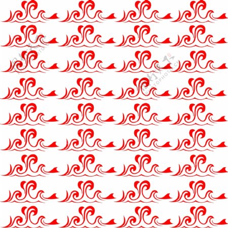 中国风传统浪纹红色剪纸底纹