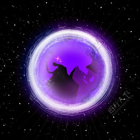 现代科技紫色网状发光地球