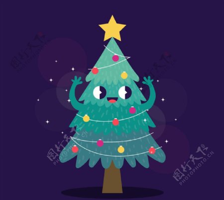 可爱表情圣诞树设计