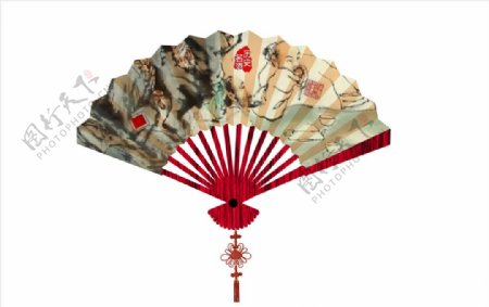 中国扇红扇点缀传统扇子