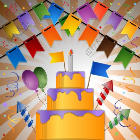 生日蛋糕彩带气球