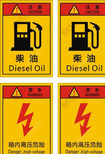 注意柴油注意高压警告标识