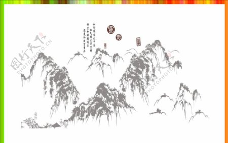 硅藻泥图国画山水图