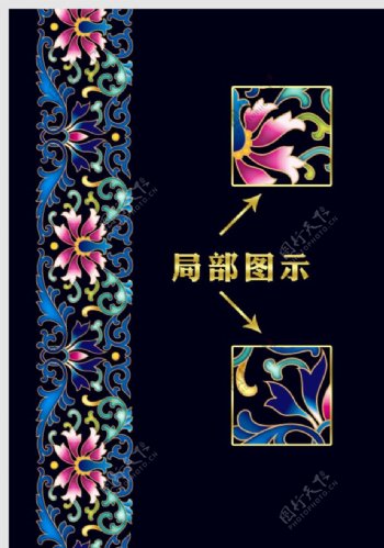 中式古典纹样青花花纹