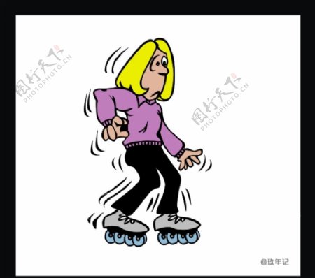 滑冰滚子溜冰鞋运动女孩
