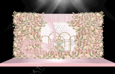 粉色玫瑰主题婚礼效果图
