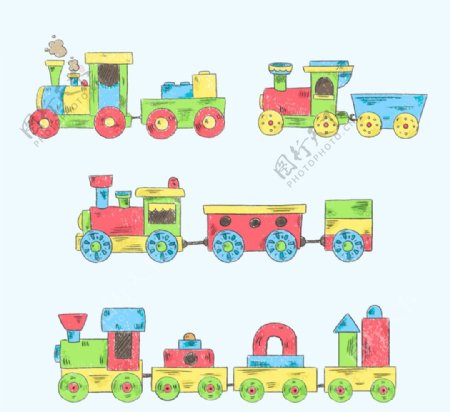 手绘玩具火车