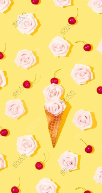 鲜花水果冰淇淋