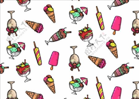 矢量彩色卡通雪糕冰淇淋