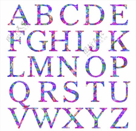 水彩缤纷字母字体