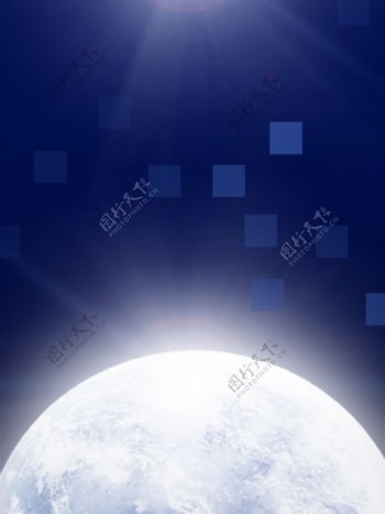 白色月球蓝色科技背景