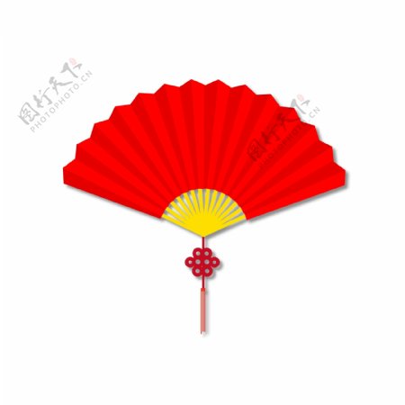 扇子中国风展开折扇矢量红色可商用元素