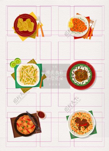 卡通6组美食菜肴设计