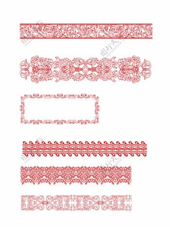 中国风花纹边框装饰纹理红色素材