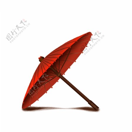 中国风手绘古风红伞分层可商用素材