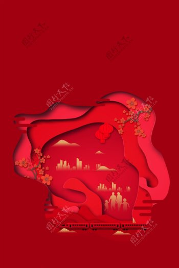 大红艺术新年海报背景素材