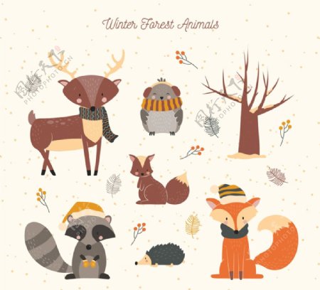 创意冬季森林动物