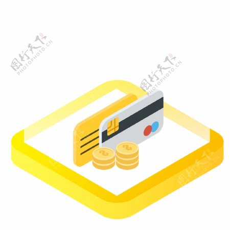 2.5D信用卡和金币设计