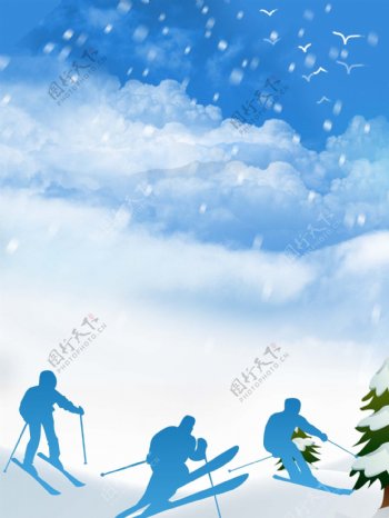 冬天滑雪运动海报背景