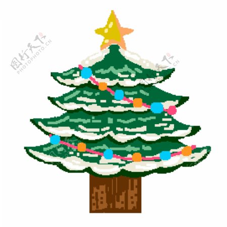 彩绘一棵圣诞树设计可商用元素
