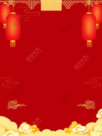 红色喜庆猪年春节背景设计