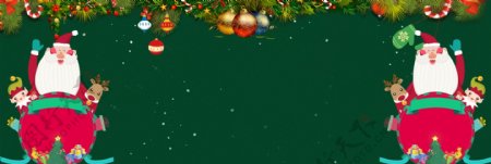 绿色圣诞节圣诞快乐banner背景