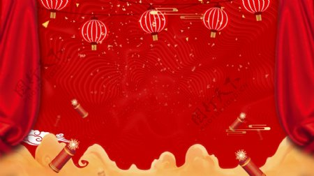 中国风灯笼红色元旦背景设计