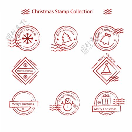 红色的圣诞邮戳标签素材