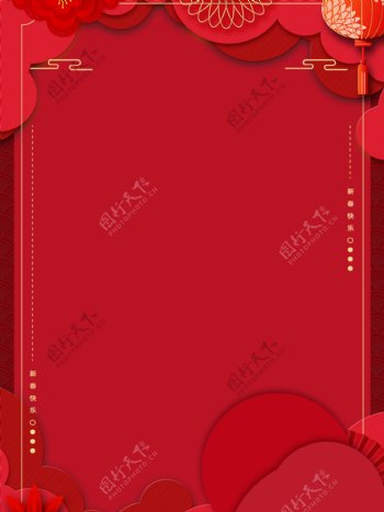 中国风新年红色背景图