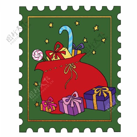 卡通圣诞礼物邮票
