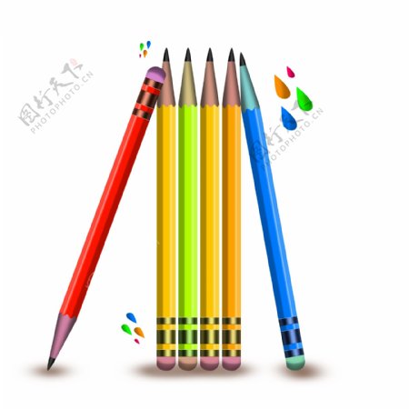 学习元素彩色铅笔素材