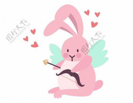 浪漫唯美粉色小兔子元素