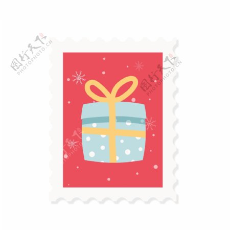 卡通圣诞邮票礼物盒可爱设计元素