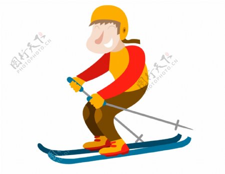 卡通运动滑雪元素