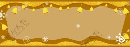 金色铃铛圣诞节雪花banner背景