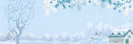 冬季下雪圣诞活动促销banner背景