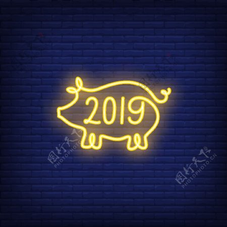 2019霓虹灯光猪广告