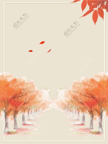 彩绘树木重阳节背景