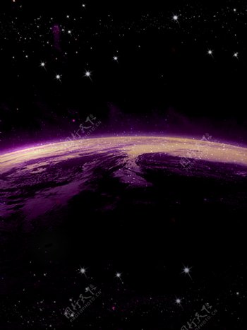 唯美科技感星空星河紫色渐变星球原创背景