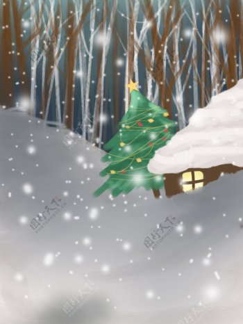 大雪圣诞节插画背景