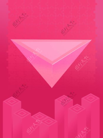 红色三角形几何传统背景