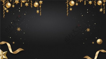 黑色喜庆圣诞节展板背景
