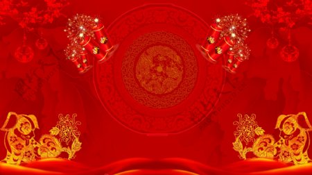 大红色喜庆春节舞台背景
