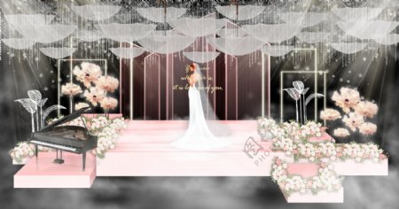 粉色雨中婚礼效果图