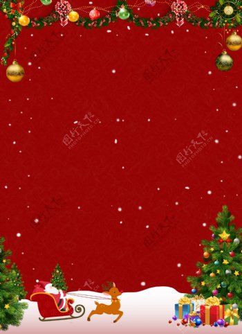 红色喜庆圣诞节快乐节日背景图
