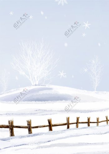 彩绘十二月雪地背景设计