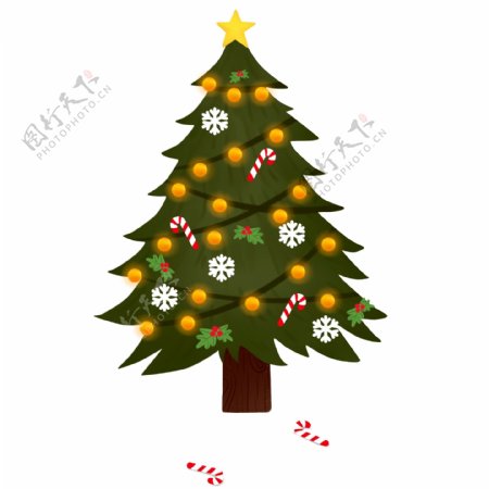 手绘复古一颗圣诞树设计