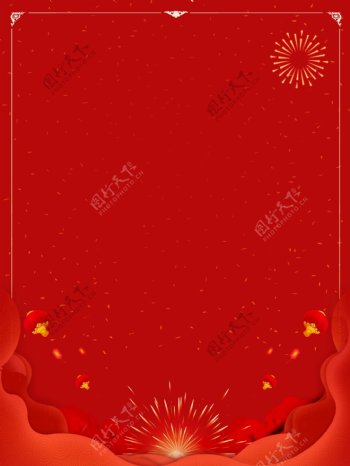 红色烟花2019猪年背景设计